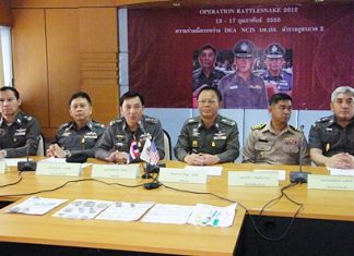 Police brass hold a press conference to announce the early success of Operation Rattlesnake 2012.